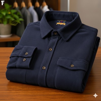 Navy Cord Full Sleeve Shirt