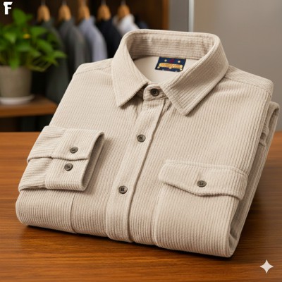 Cream Cord Full Sleeve Shirt