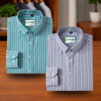 Turquoise Green & Silver Gray Stripe Shirt