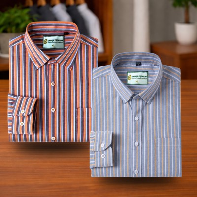 Burnt Orange & Silver Gray Stripe Shirt