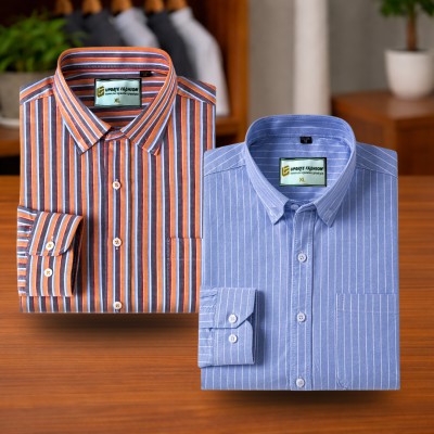 Burnt Orange & Sky Blue Stripe Shirt