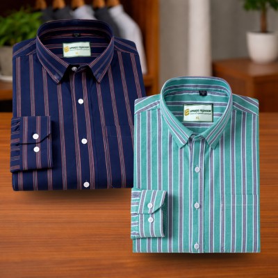 Navy Blue & Turquoise Green Stripe Shirt