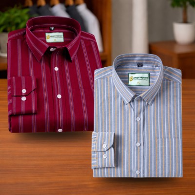 Deep Maroon & Silver Gray Stripe Shirt
