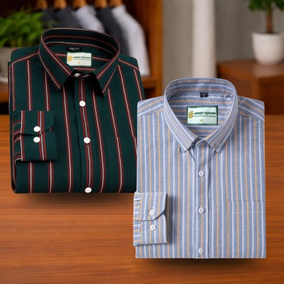 Deep Green & Silver Gray Stripe Shirt