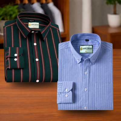 Deep Green & Sky Blue Stripe Shirt