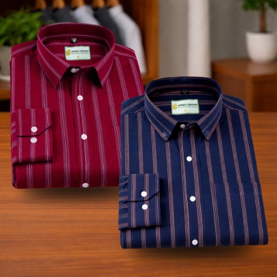 Deep Maroon & Navy Blue Stripe Shirt