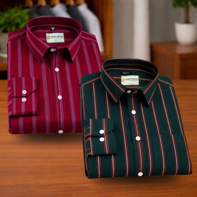 Deep Maroon & Deep Green Stripe Shirt