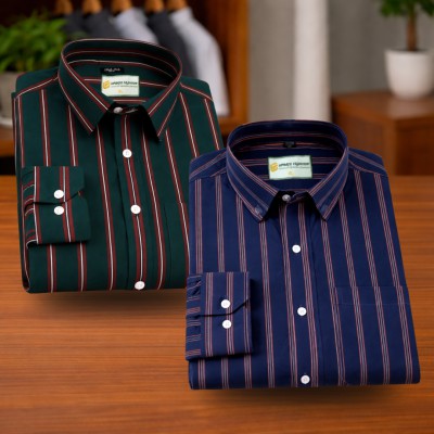 Deep Green & Navy Blue Stripe Shirt