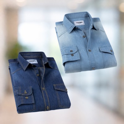 Mid Blue & Light Blue Denim Shirt