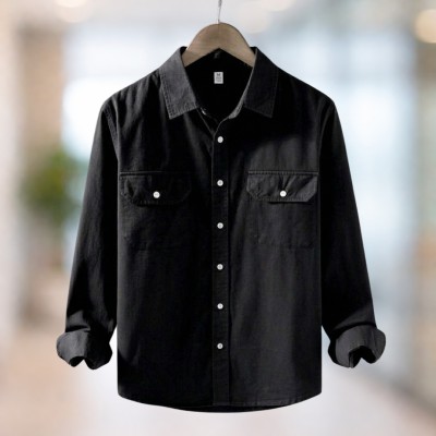 Black Full sleeves double pocket Shirt