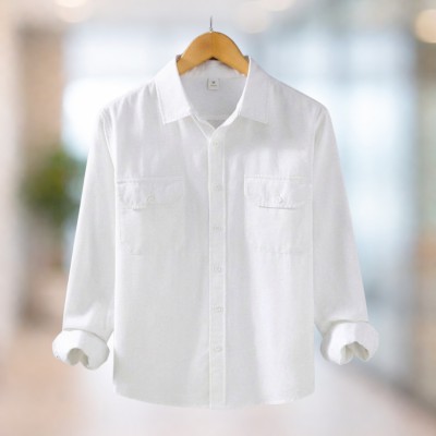 White Full sleeves double pocket Shirt