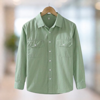 Sage Green Full sleeves double pocket Shirt