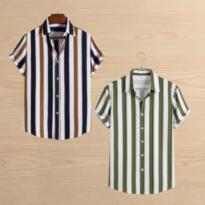 2 pis Linen Cotton Half Shirt For Men