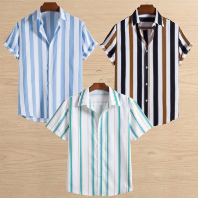 3 Pis Linen Cotton Half Shirt For Men