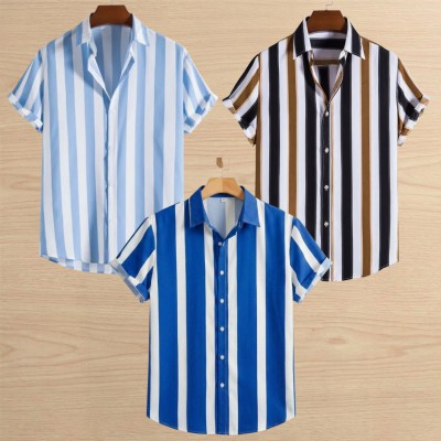 3 Pis Linen Cotton Half Shirt For Men