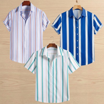3 Pis Linen Cotton Half Shirt For Men