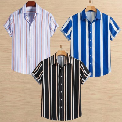3 Pis Linen Cotton Half Shirt For Men