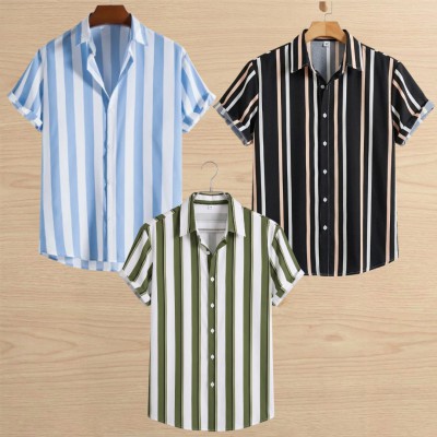 3 Pis Linen Cotton Half Shirt For Men