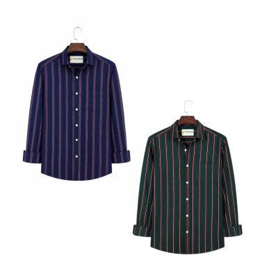 2 Pis Kaizar Cotton Stripe Shirt