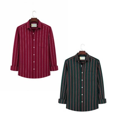 2 Pis Kaizar Cotton Stripe Shirt