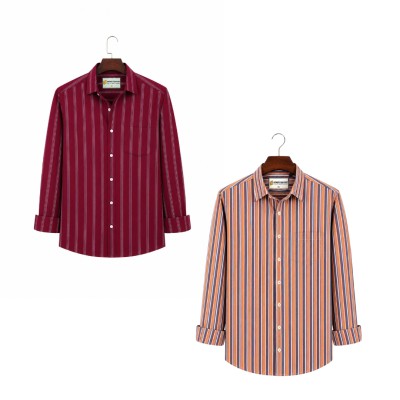 2 Pis Kaizar Cotton Stripe Shirt