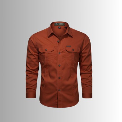 Rust Orange DOUBLE POCKET PANEL SHIRT