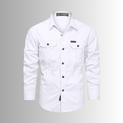 Pure White DOUBLE POCKET PANEL SHIRT