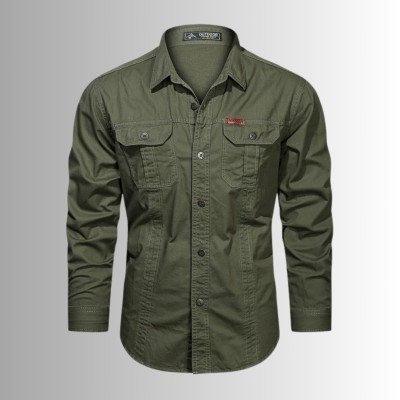 Olive Green DOUBLE POCKET PANEL SHIRT