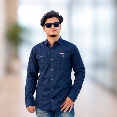 Navy Blue Panel Full sleeve Shirt