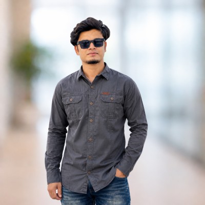 Charcoal Gray Panel Full sleeve Shirt