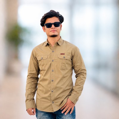 Khaki Panel Full sleeve Shirt
