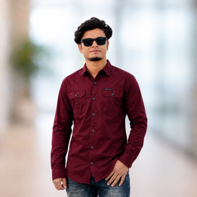 Maroon Panel Full sleeve Shirt