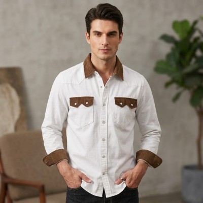 White Contrast Denim Shirt